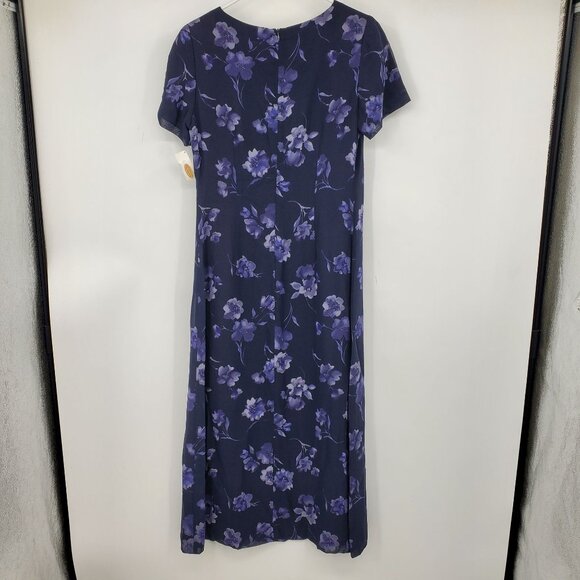 NWT Talbots Purple Floral Print Short Sleeved Maxi Long Dress Size 6 - Picture 3 of 12